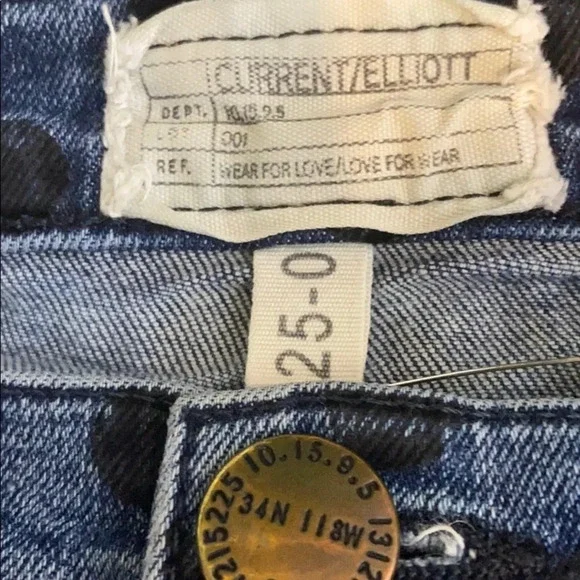 Current Elliott Flocked Dot The Stiletto Jeans - Size 25 - Picture 5 of 7